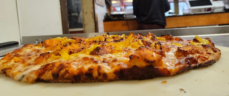 Dough Licious Pizza, 539 Berkley St., Berkley, announced that April's flavor of the month is "Spicy Clucker."