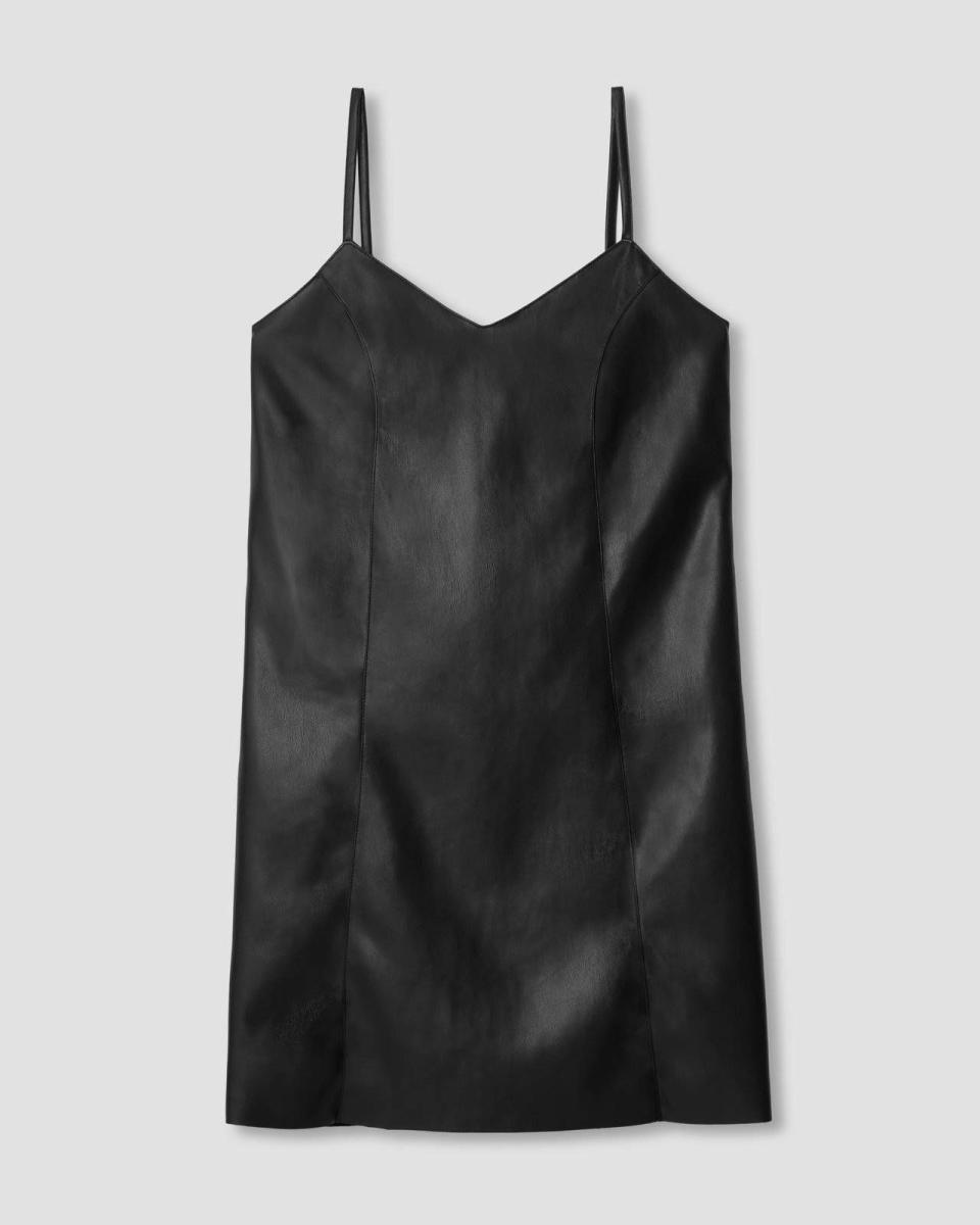 1) Hen Vegan Leather Slip Dress