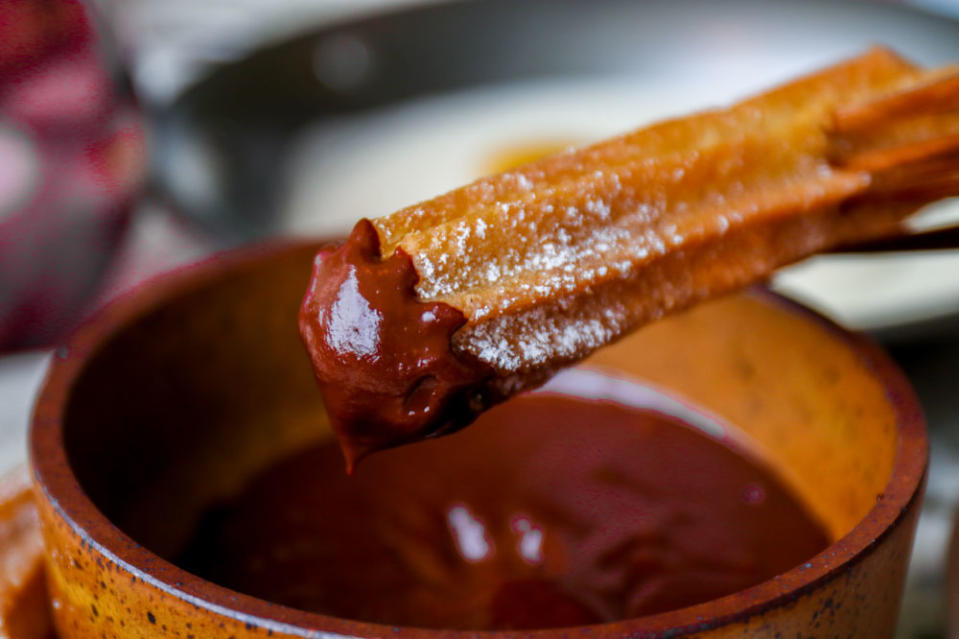 a close up of churros