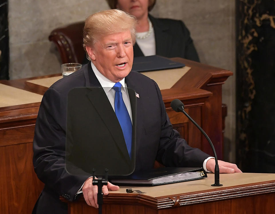 <p>Trump gives his first State of the Union address on Jan. 30. (Photo: Mandel Ngan/AFP/Getty Images) </p>