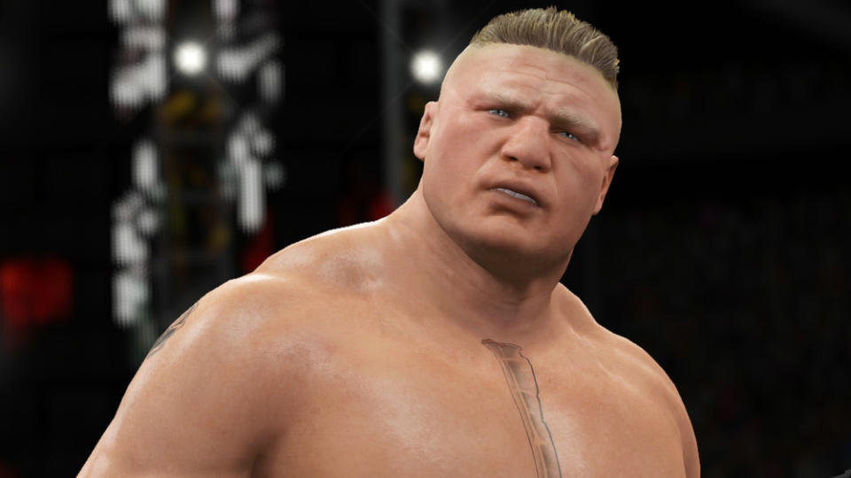 Schaut genauso böse wie im echten Leben: Brock Lesnar in "WWE 2K16"