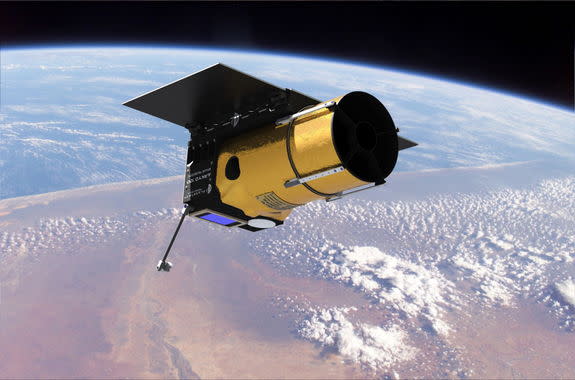 An artist’s illustration of the Arkyd telescope being developed by asteroid mining firm Planetary Resources, which hopes to launch one Arkyd as a crowdfunded instrument meant to serve the public.