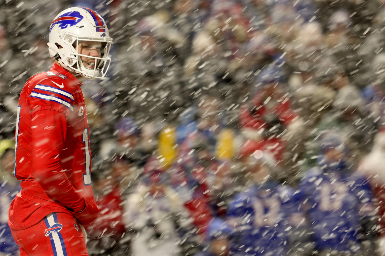 Josh Allen and the Buffalo Bills will be dealing with more poor weather this week. (Photo by Bryan M. Bennett/Getty Images)