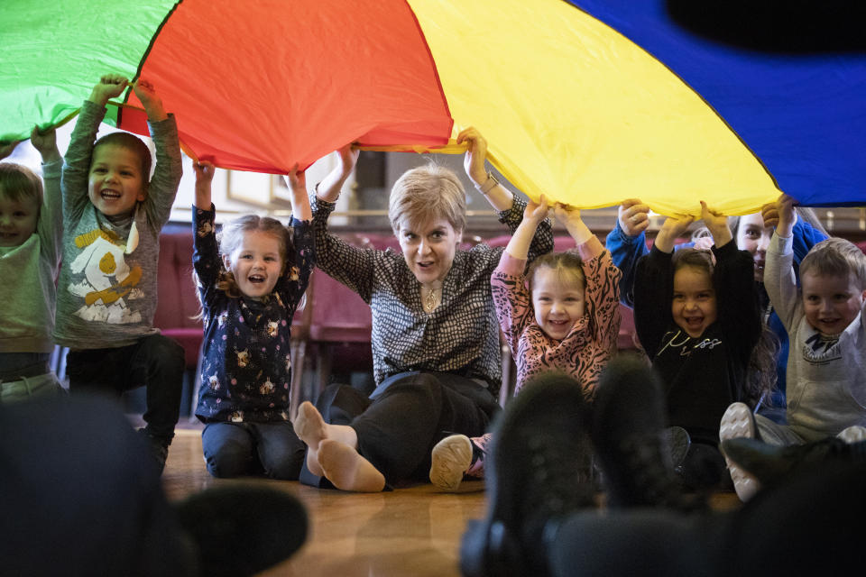 General Election 2019SNP leader Nicola Sturgeon during a visit to Blossom Tree Children's Nursery in Gilmerton, Edinburgh.