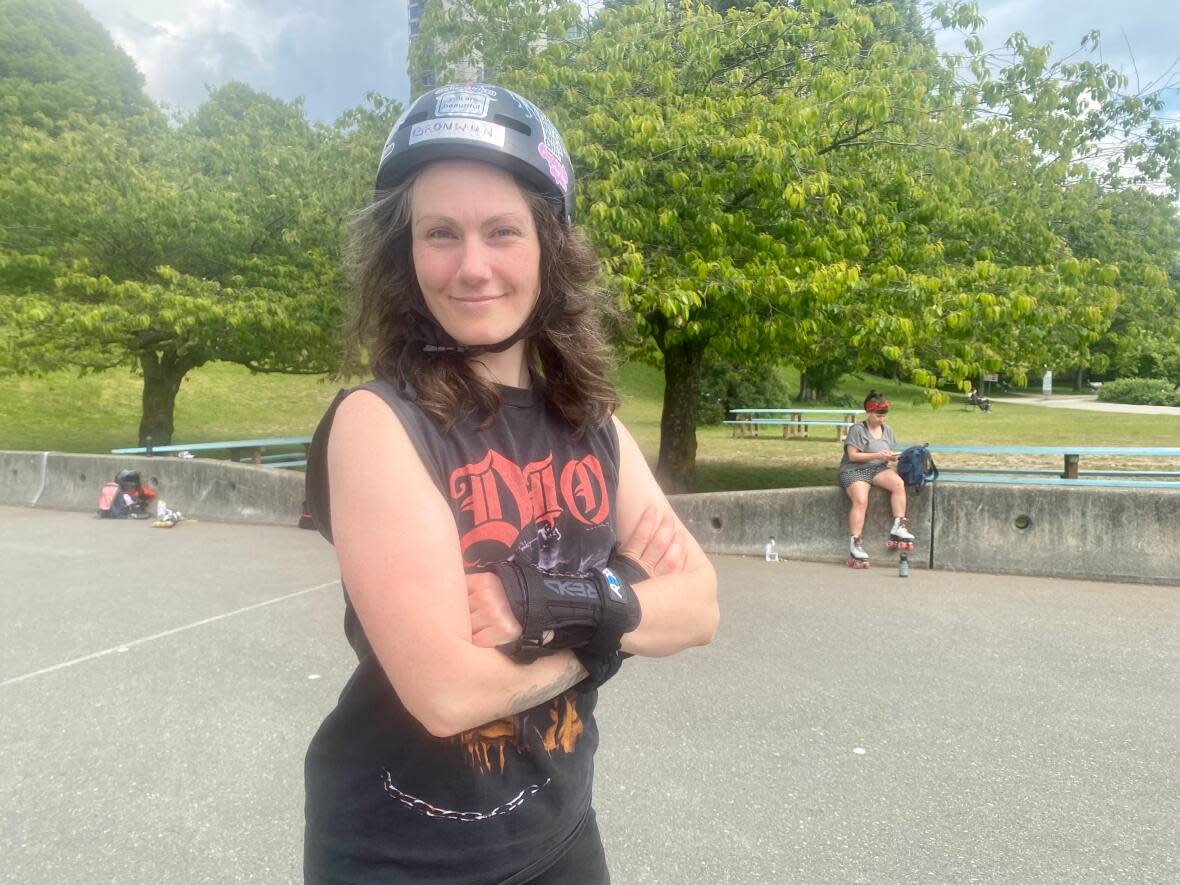 Bronwyn Absalom says roller skating and the community at Vancouver's Sunset Beach rink have helped her stay sober. (Janella Hamilton/CBC News - image credit)