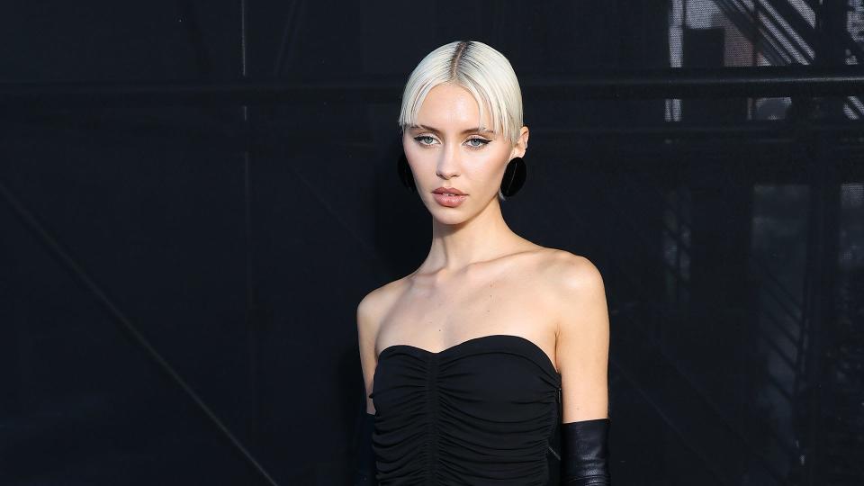 PARIS, FRANCE - SEPTEMBER 26: (EDITORIAL USE ONLY - For Non-Editorial use please seek approval from Fashion House) Iris Law attends the Saint Laurent Womenswear Spring/Summer 2024 show as part of Paris Fashion Week  on September 26, 2023 in Paris, France. (Photo by Marc Piasecki/WireImage)