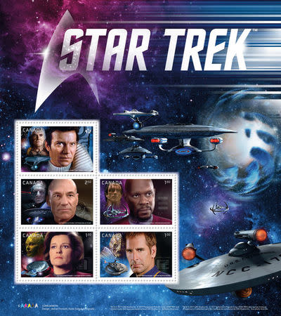 A set of Star Trek stamps issued by Canada Post, is pictured in this undated handout photo obtained by Reuters April 28, 2017. Canada Post/Handout via REUTERS