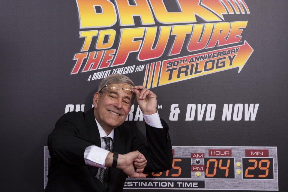 Franchise Co-Creator, writer and producer Bob Gale attends the Back to the Future 30th Anniversary screening in the Manhattan borough of New York, October 21, 2015. The film franchise is celebrating today's date as in the first sequel, the main characters traveled through time to October 21, 2015. REUTERS/Andrew Kelly