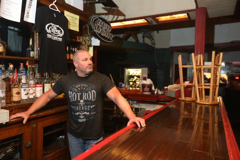 Frank Pallett, owner of The Chance Theater behind the bar on October 8, 2020. The City of Poughkeepsie venue has been closed since March due to the COVID-19 pandemic. 
