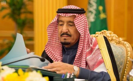 File Photo: Saudi Arabia's King Salman bin Abdulaziz Al Saud presides over a cabinet meeting in Riyadh, Saudi Arabia, December 5, 2017. Saudi Press Agency/Handout via REUTERS