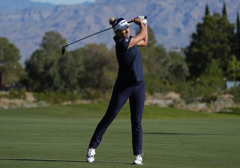 Lexi Thompson hits from the fairway on the 13th hole on Friday during the second round of the Shriners Children's Open golf tournament at TPC Summerlin in Las Vegas.