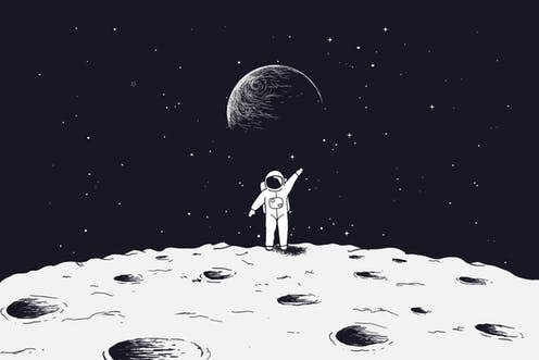   <span class="attribution"><a class="link " href="https://www.shutterstock.com/image-vector/astronaut-stand-on-surface-moon-welcomes-672560641?src=l_rVz_9pRALsIbzajuiZaw-1-84" rel="nofollow noopener" target="_blank" data-ylk="slk:Shutterstock;elm:context_link;itc:0;sec:content-canvas">Shutterstock</a></span>