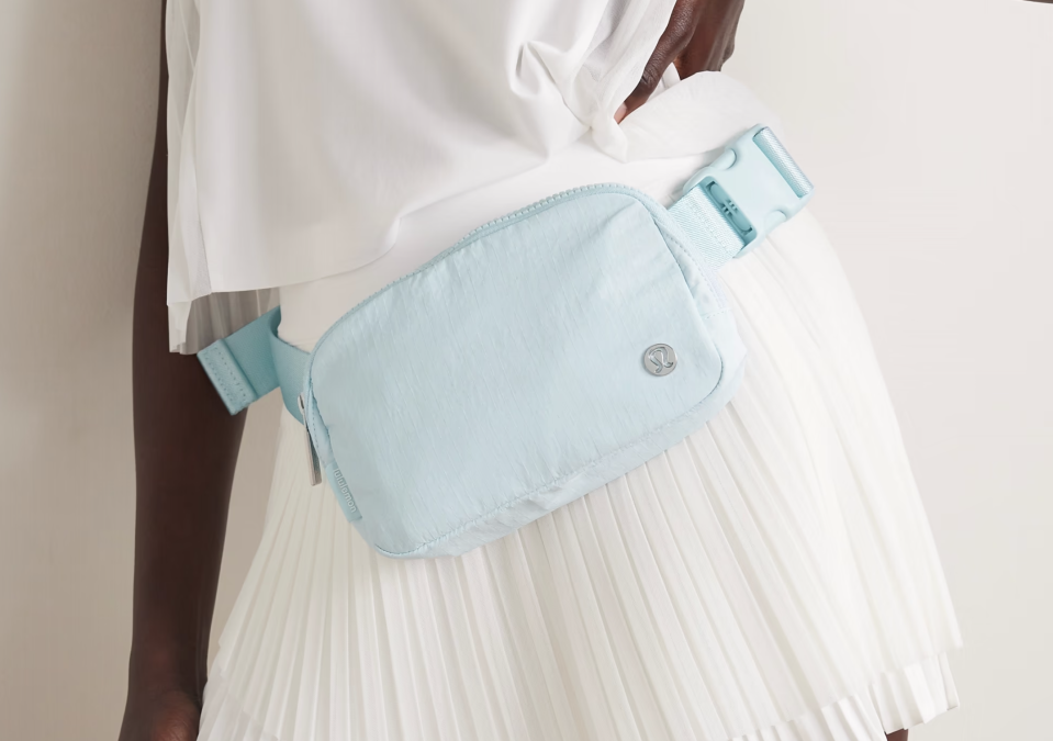 A model wearing Lululemon Everywhere 1L ripstop belt bag. (PHOTO: Net-A-Porter)