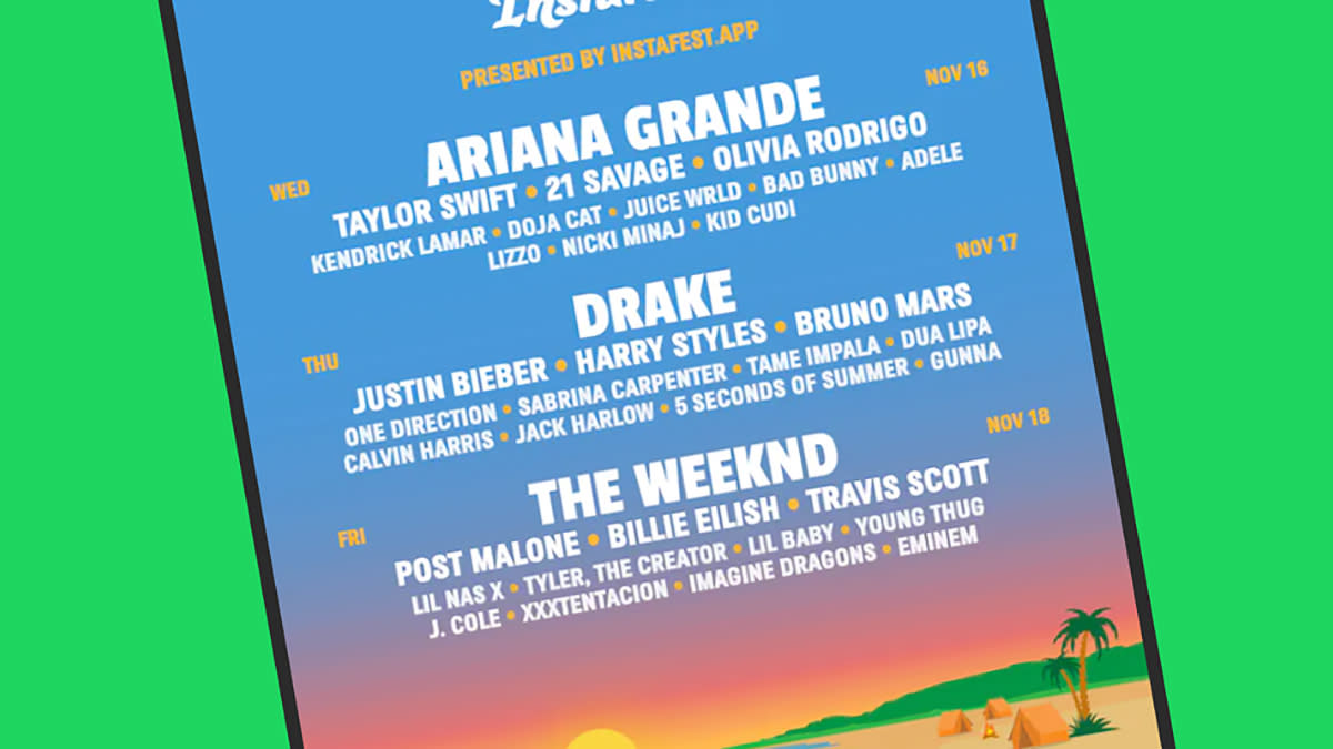  Instafest app showing festival lineup 