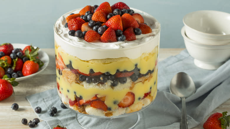 Strawberry and blueberry trifle