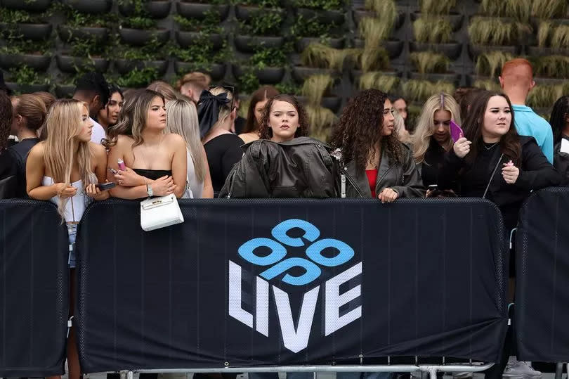 Fans outside the Co-op Live after gig cancelled