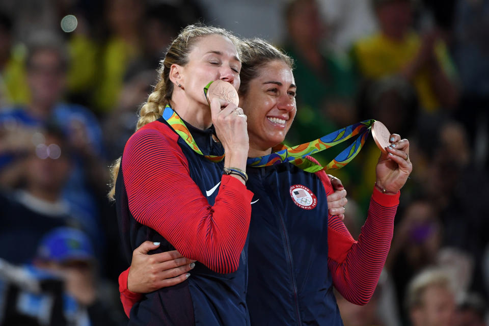 Kerri Walsh Jennings and April Ross will look to improve on their bronze medals from Rio. (Getty)