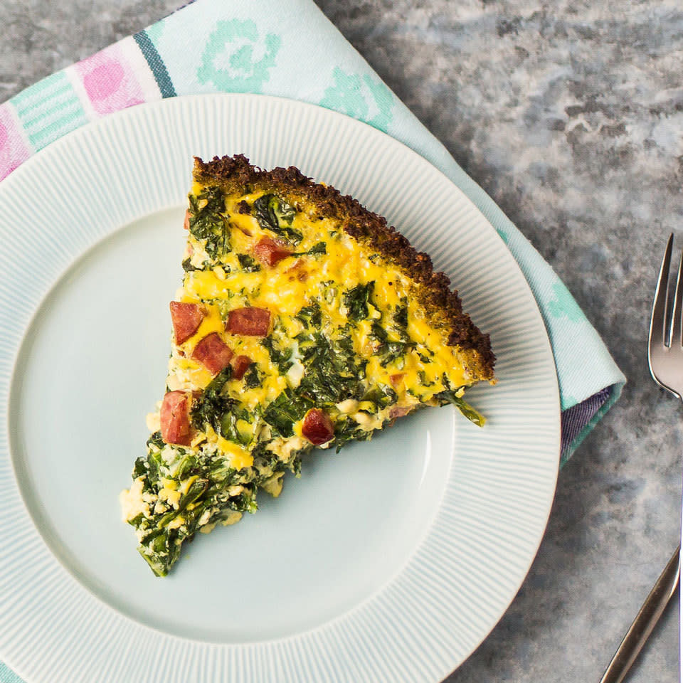 Smoked Sausage & Kale Quiche with Broccoli Crust