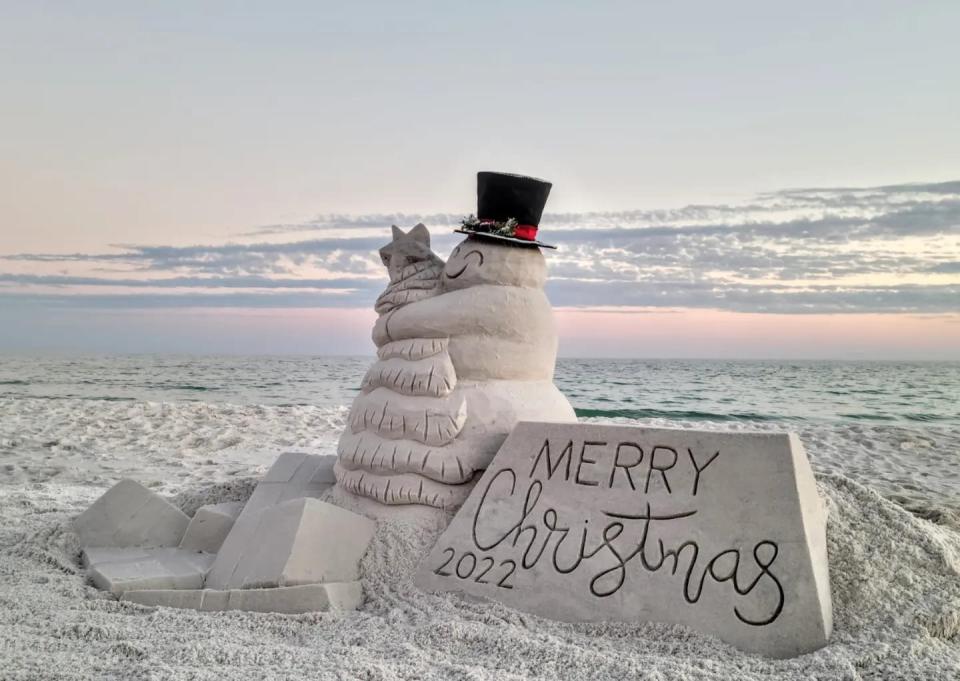 Professional sand sculptor Dan Anderson will be providing free lessons on building Christmas-themed sandcastles from 10 a.m. to 4 p.m. this Saturday and Sunday along the main entrance of Navarre Beach and Pier.