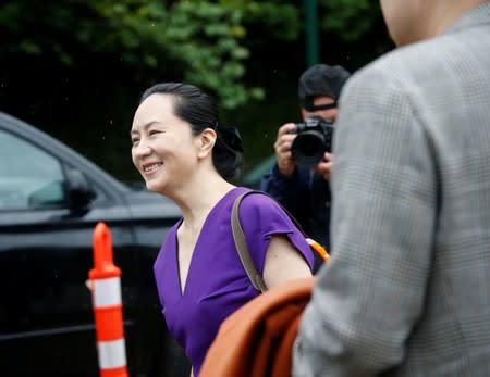 Huawei Technologies Chief Financial Officer Meng Wanzhou leaves her home to appear in British Columbia supreme court