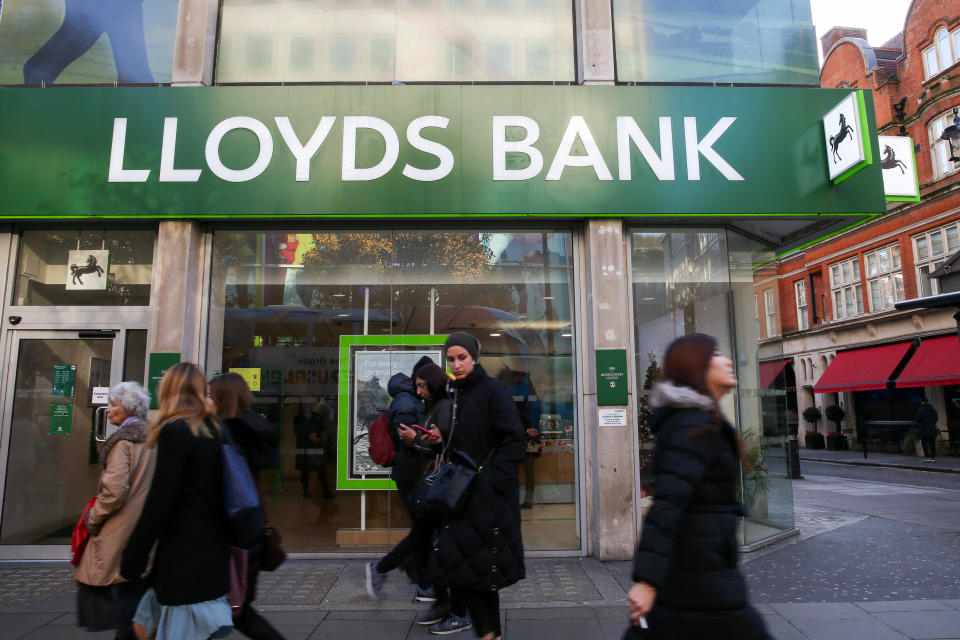 People walking past Lloyds Bank in London's West End. Photo: Dinendra Haria/SOPA Images/Sipa USA