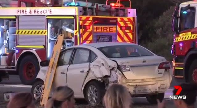 Mr Lim's car at the scene. Picture: 7 News