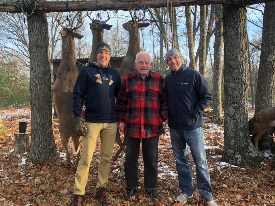 Richard Masters with grandsons Chris and Jeff during a hunting trip.