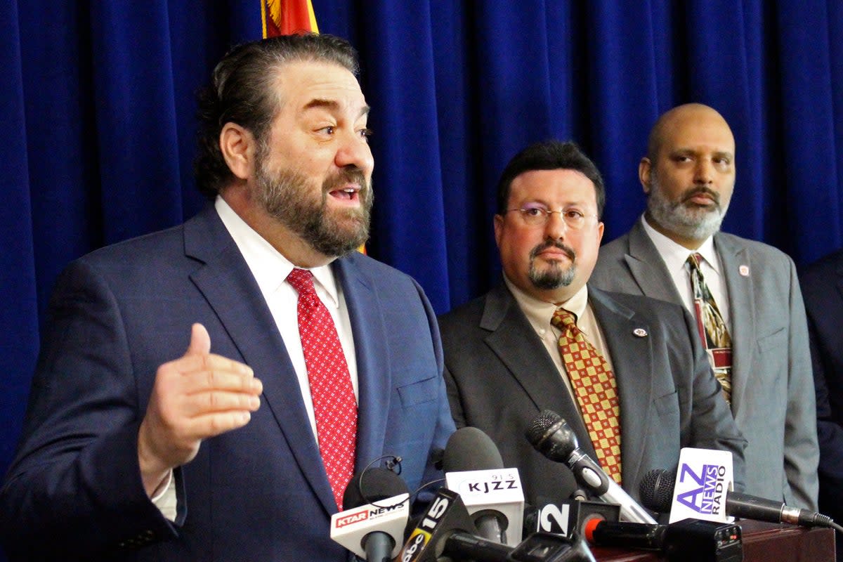 Arizona Attorney General Mark Brnovich speaks at a news conference in Phoenix on Jan. 7, 2020.  (Copyright 2020 The Associated Press. All rights reserved.)