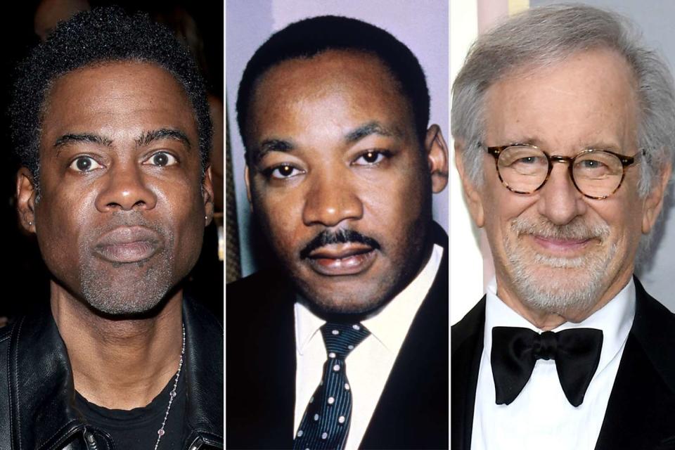 <p>Dimitrios Kambouris/Getty; Bettmann Archive/Getty; Kevork Djansezian/NBC via Getty </p> From L: Chris Rock; Martin Luther King Jr.; Steven Spielberg