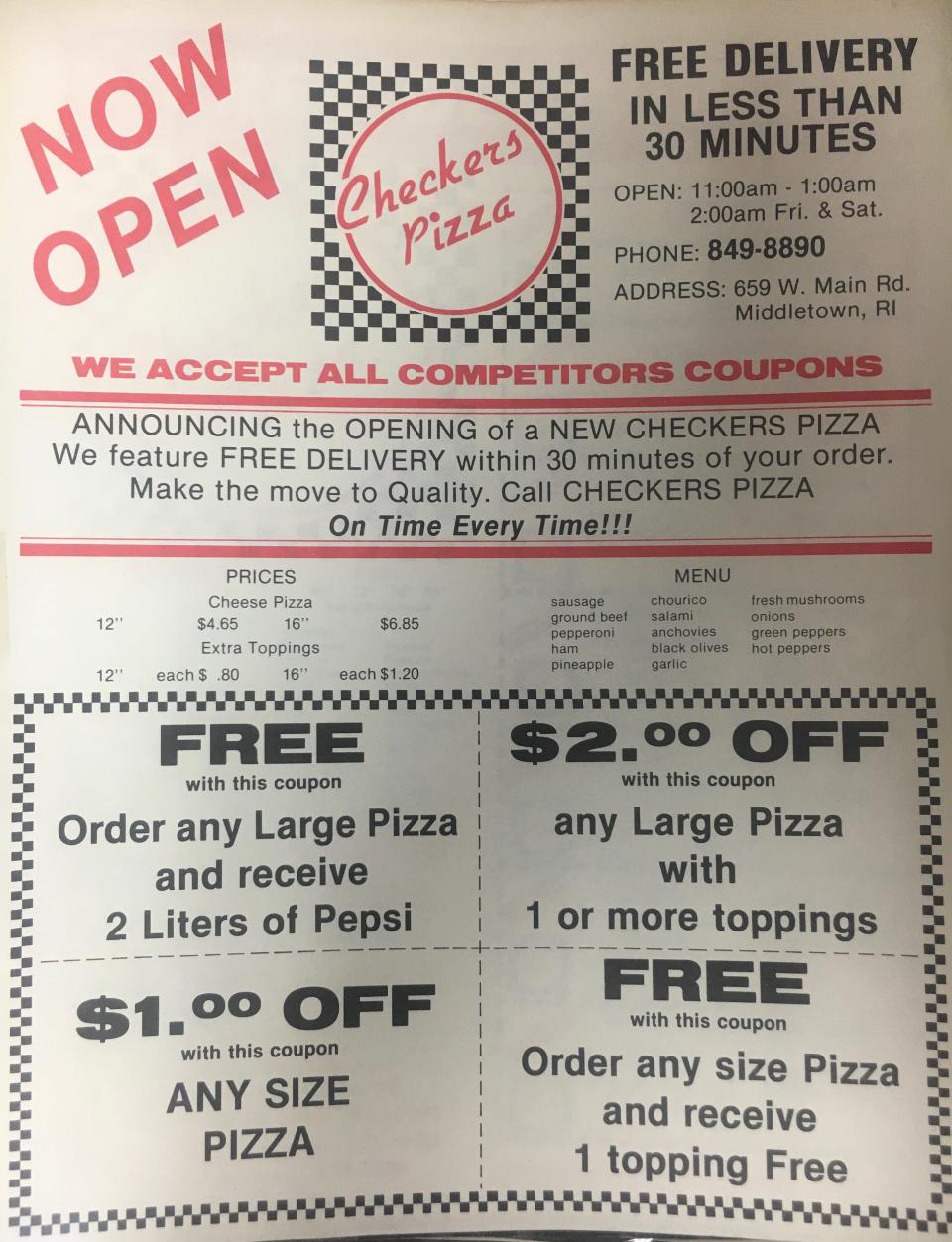 Old ads from Checkers pizza.