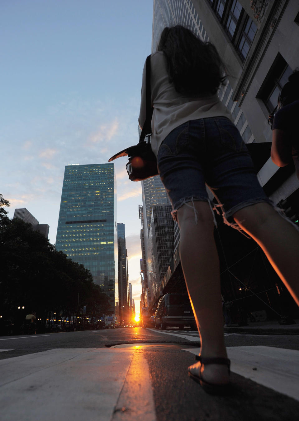 Sun Sets In Line With Manhattan's Street Grid