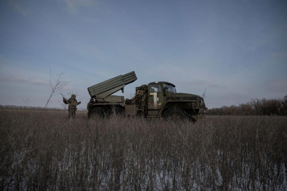 <div class="inline-image__caption"><p>Ukrainian servicemen prepare to fire a BM-21 Grad multiple launch rocket system towards Russian positions on a frontline near the town of Marinka, amid Russia's attack on Ukraine, in Donetsk region, February 7, 2023. </p></div> <div class="inline-image__credit">Reuters/Marko Djurica</div>