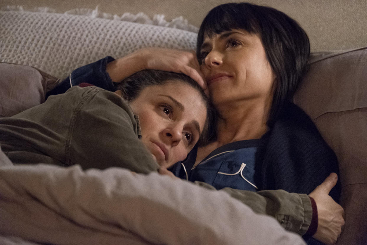 Rachel Goldberg (Shiri Appleby) and Quinn King (Constance Zimmer) resume their twisted friendship, and working relationship, in the final season of "UnREAL." (Photo: Hulu)