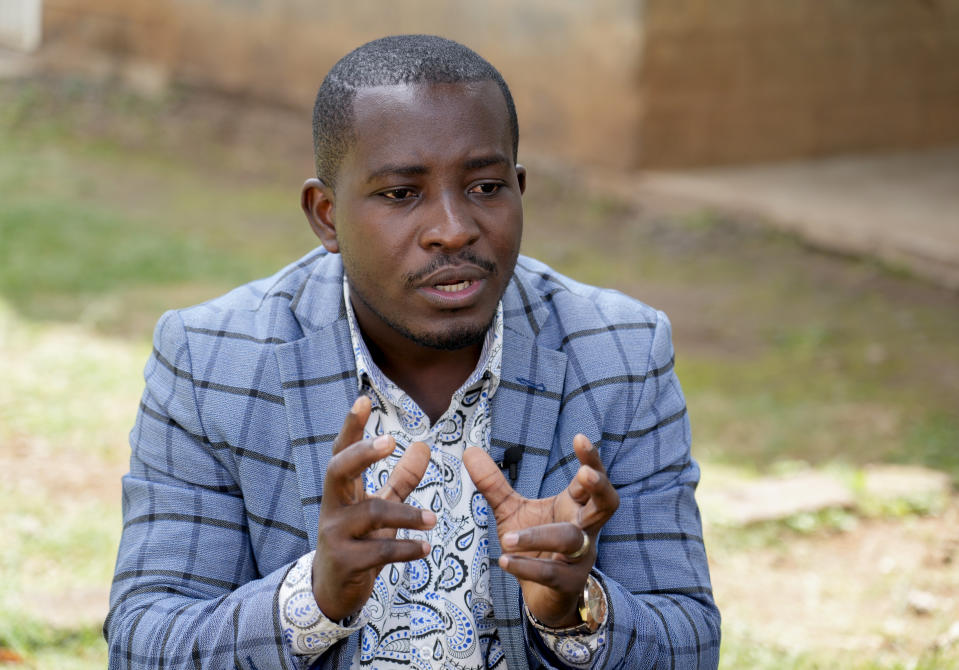 Former Facebook content moderator Nathan Nkunzimana speaks to The Associated Press in Nairobi, Kenya, Friday, June 9, 2023. Nearly 200 former content moderators for Facebook are suing the company and a local contractor in a court case in Kenya that could have implications for the work worldwide. (AP Photo/Khalil Senosi)