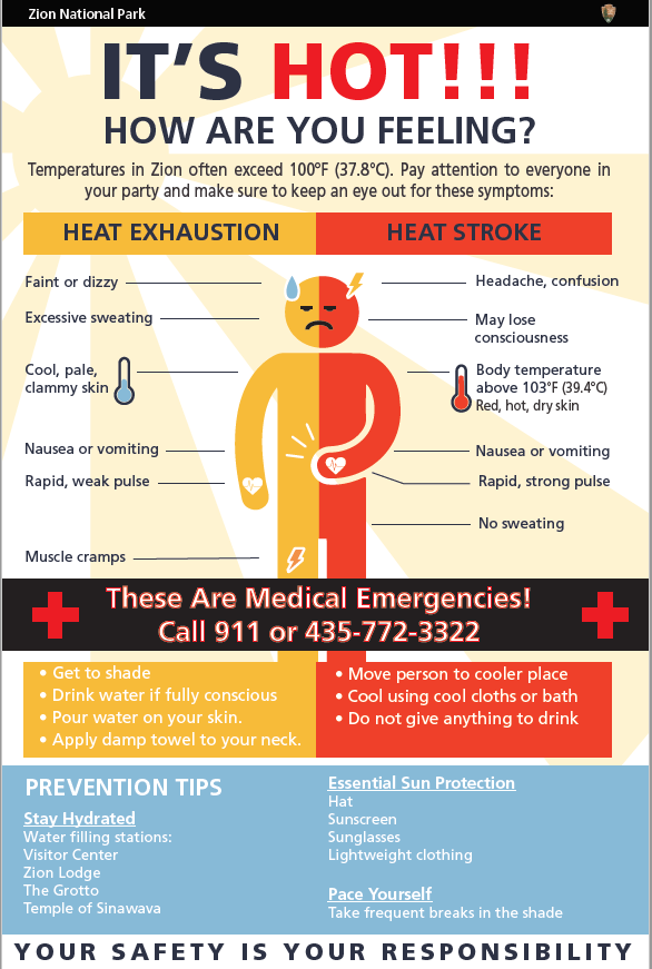 Zion National Park has shared heat safety infographics as temperatures spike across the West.