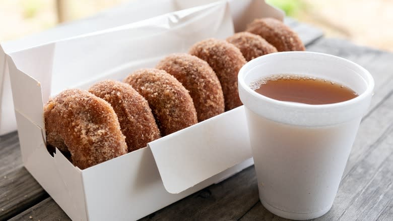 Box of apple cider donuts