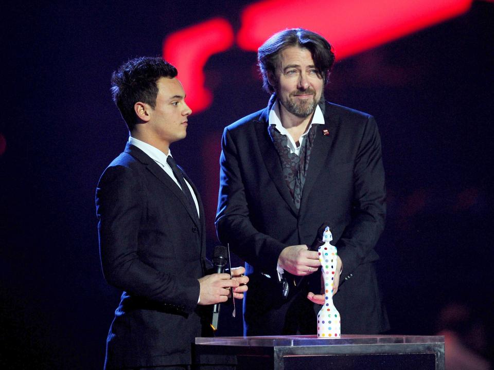 Tom Daley and Jonathan Ross on stage