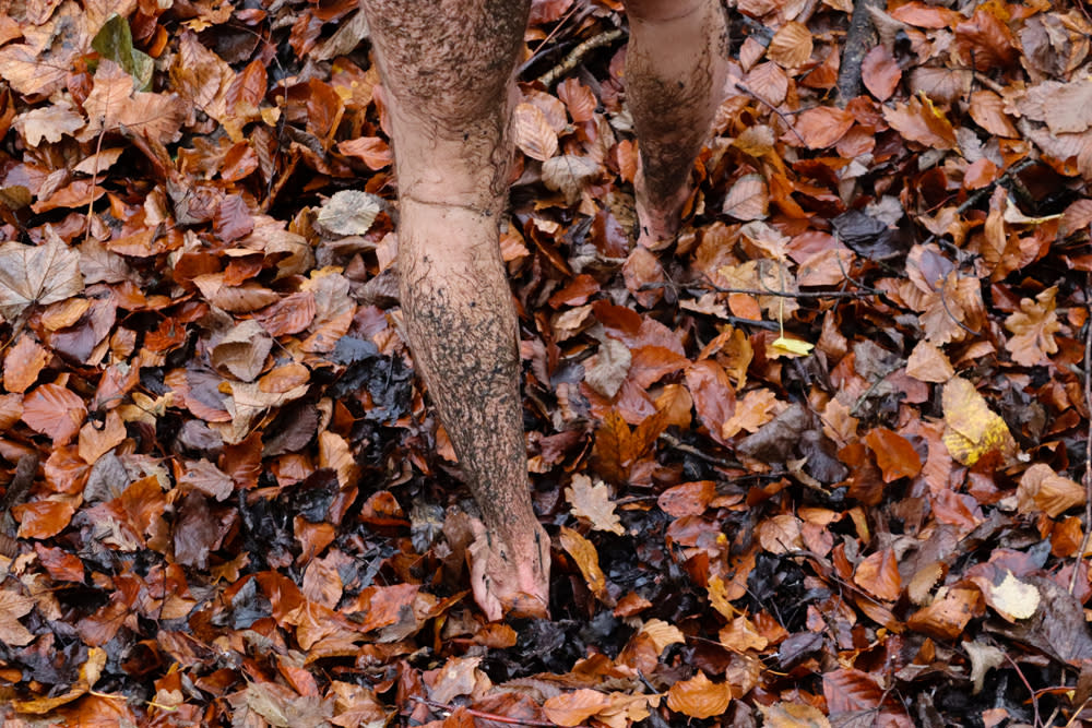 Naturist Chris Hood did a muddy photoshoot in the woods during lockdown.  (PA Real Life)