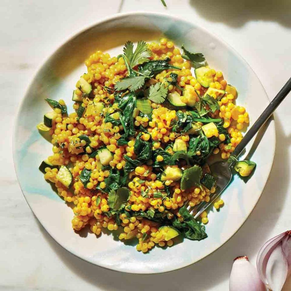 Pasta Pearls with Spinach and Turmeric