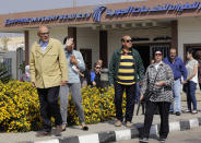 Relatives of passengers on a vanished EgyptAir flight leave the EgyptAir in-flight service building where they were held at Cairo International Airport, Egypt, May 19, 2016. (AP/Amr Nabil)