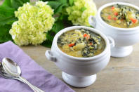 Photo: Girl Makes Food<br> Vegan Kale and Lentil Soup<br><br> Girl Makes Food shows us how simple (and delicious) a cleanse can be. After only a few days of eating simple whole foods, like this soup, her stomach already felt flatter. <br><br> Recipe: <a href="http://www.girlmakesfood.com/kale-and-lentil-soup/" rel="nofollow noopener" target="_blank" data-ylk="slk:Vegan Kale and Lentil Soup;elm:context_link;itc:0;sec:content-canvas" class="link ">Vegan Kale and Lentil Soup</a>