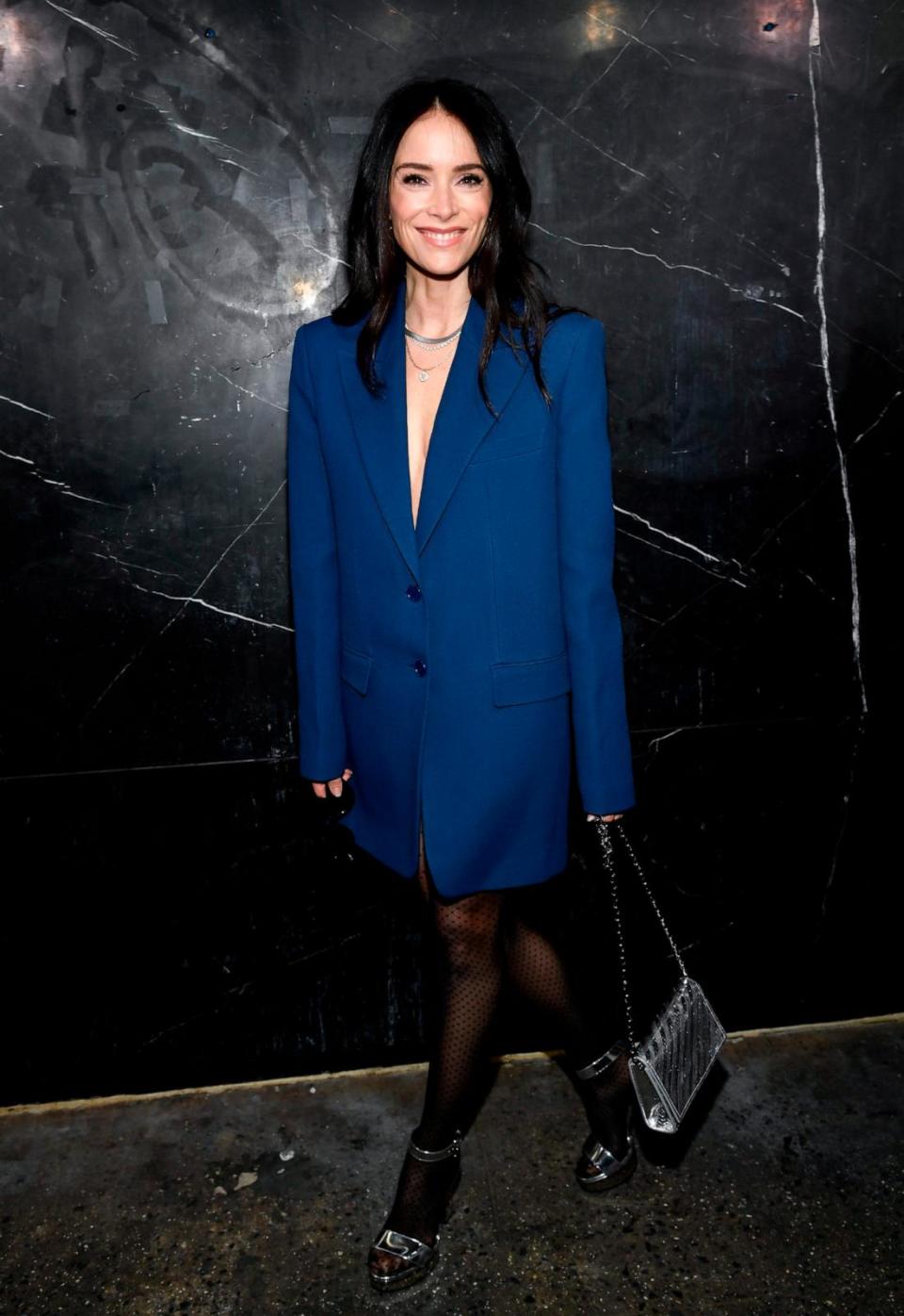 PHOTO: Abigail Spencer arrives for the Michael Kors Fall/Winter 2024 fashion show during New York Fashion Week on Feb. 13, 2024, in New York.  (Evan Agostini/Invision/AP)