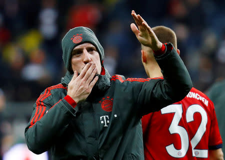 FILE PHOTO: Soccer Football - Bundesliga - Eintracht Frankfurt v Bayern Munich - Commerzbank-Arena, Frankfurt, Germany - December 22, 2018 Bayern Munich's Franck Ribery celebrates after the match REUTERS/Kai Pfaffenbach