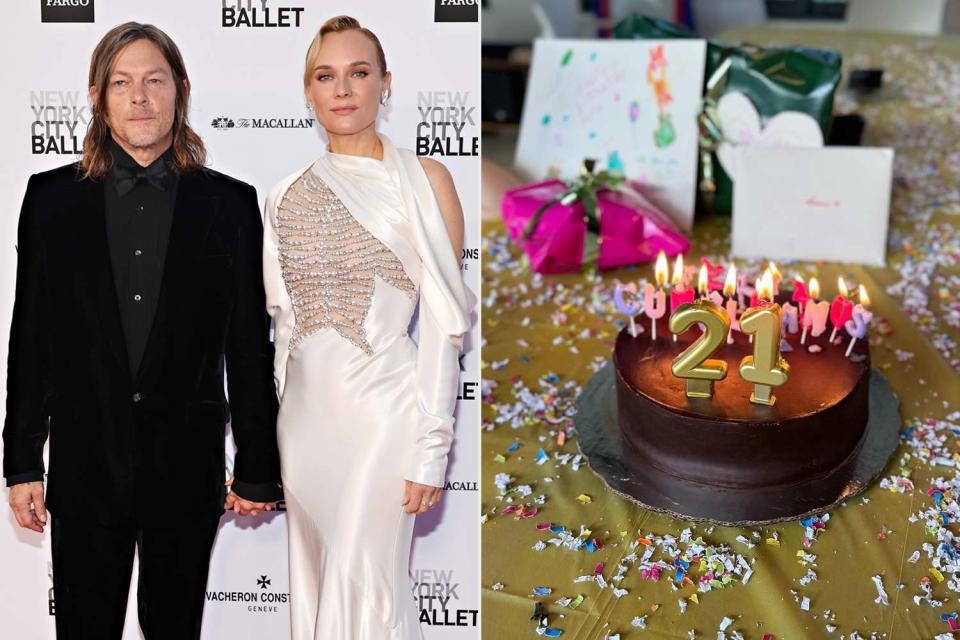 <p>Cindy Ord/Getty; Diane Kruger/Instagram</p> Norman Reedus and Diane Kruger.