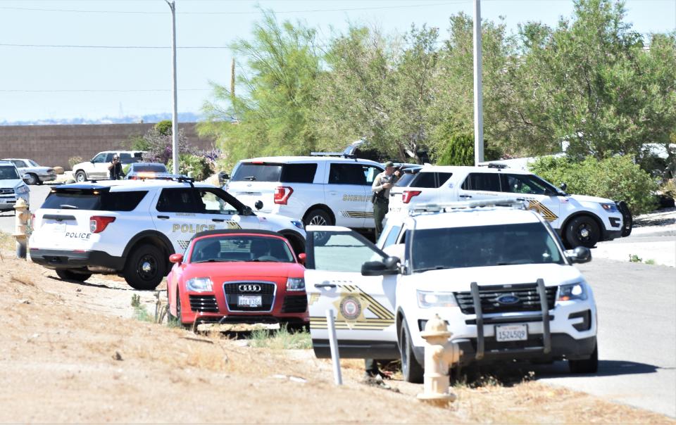 The San Bernardino Sheriff's Department is in a standoff in Adelanto after being called to the 14300 block of Rachel Court for a report of a burglary.