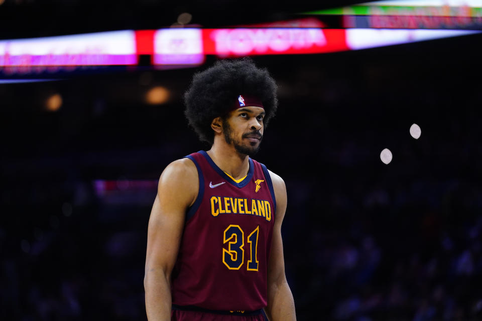 Cleveland's Jarrett Allen could return before the postseason, league sources told Yahoo Sports. (AP Photo/Matt Slocum)