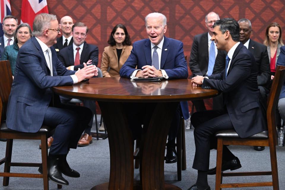 The three leaders met for a trilateral meeting in the US to announce the partnership (Getty Images)