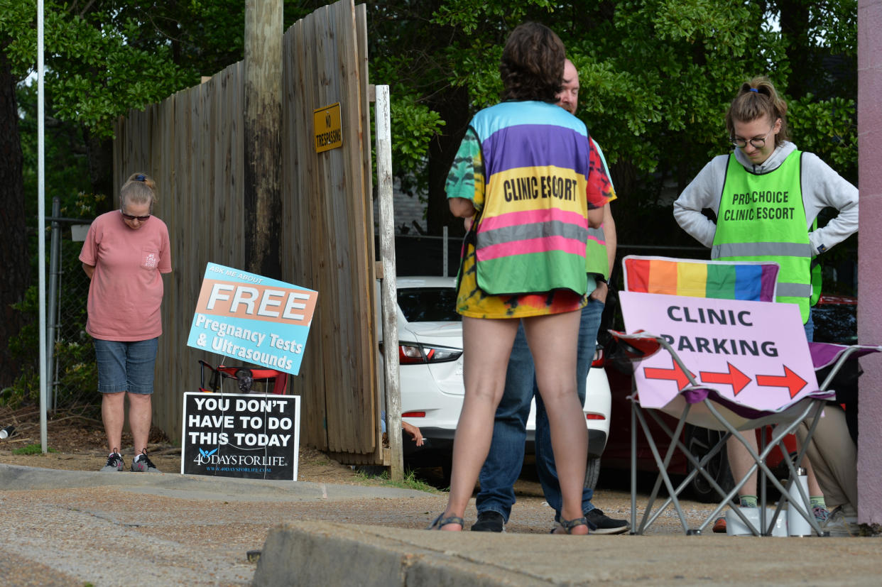 An anti-abortion protester at the Jackson Women’s Health Organization (Suzi Altman for NBC News)