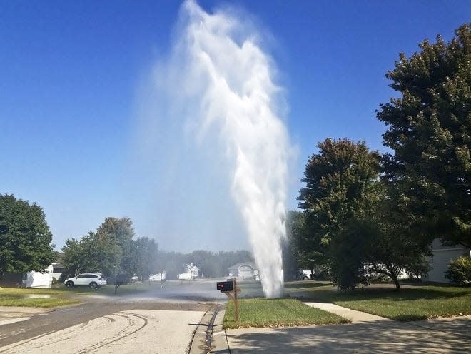 Topeka's mayor and city council on Feb. 1 will consider earmarking at least $35 million in American Rescue Plan Act money the city has been awarded for purposes that include carrying out infrastructure projects in an effort to prevent water main breaks, such as the one shown in this 2017 Capital-Journal file photo.