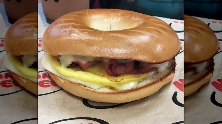 Honey Dew Donuts bacon, egg, and cheese bagel